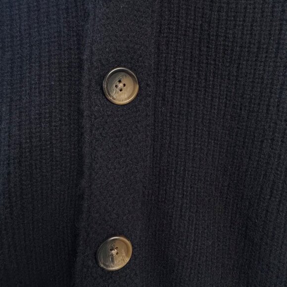 NAKED CASHMERE Samuel Ribbed Shawl Collar Cardigan Mens Large L Black Sweater - Picture 7 of 11